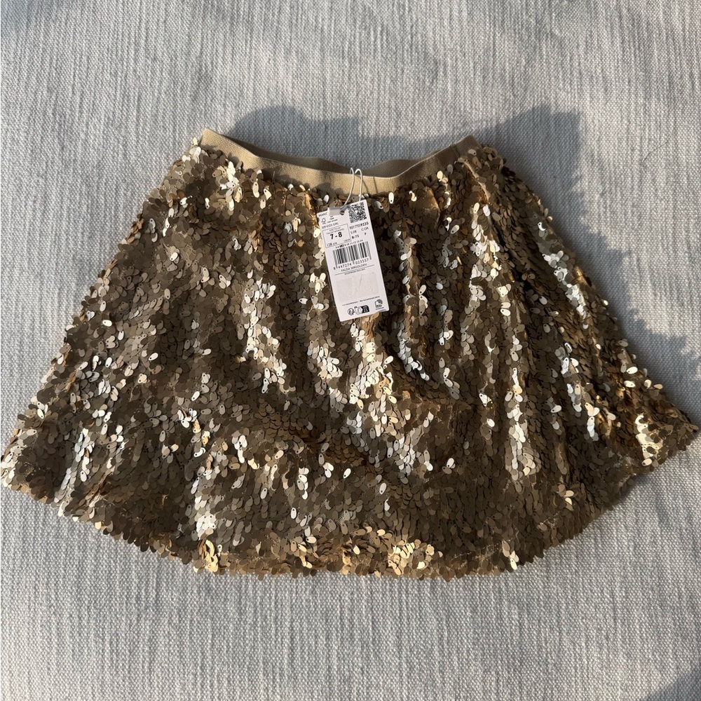 Mango Childrens y7-8 Sequin Gold Skirt